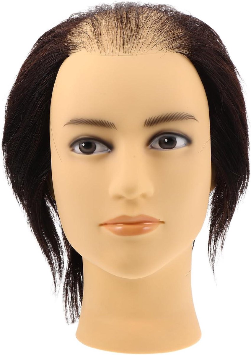 Oefenhoofd Man - Kappershoofd Mannequin - Kappersvaardigheden Trainen - Realistisch Hoofdhuidontwerp - 28 x 14.5 x 12 cm - Zwart