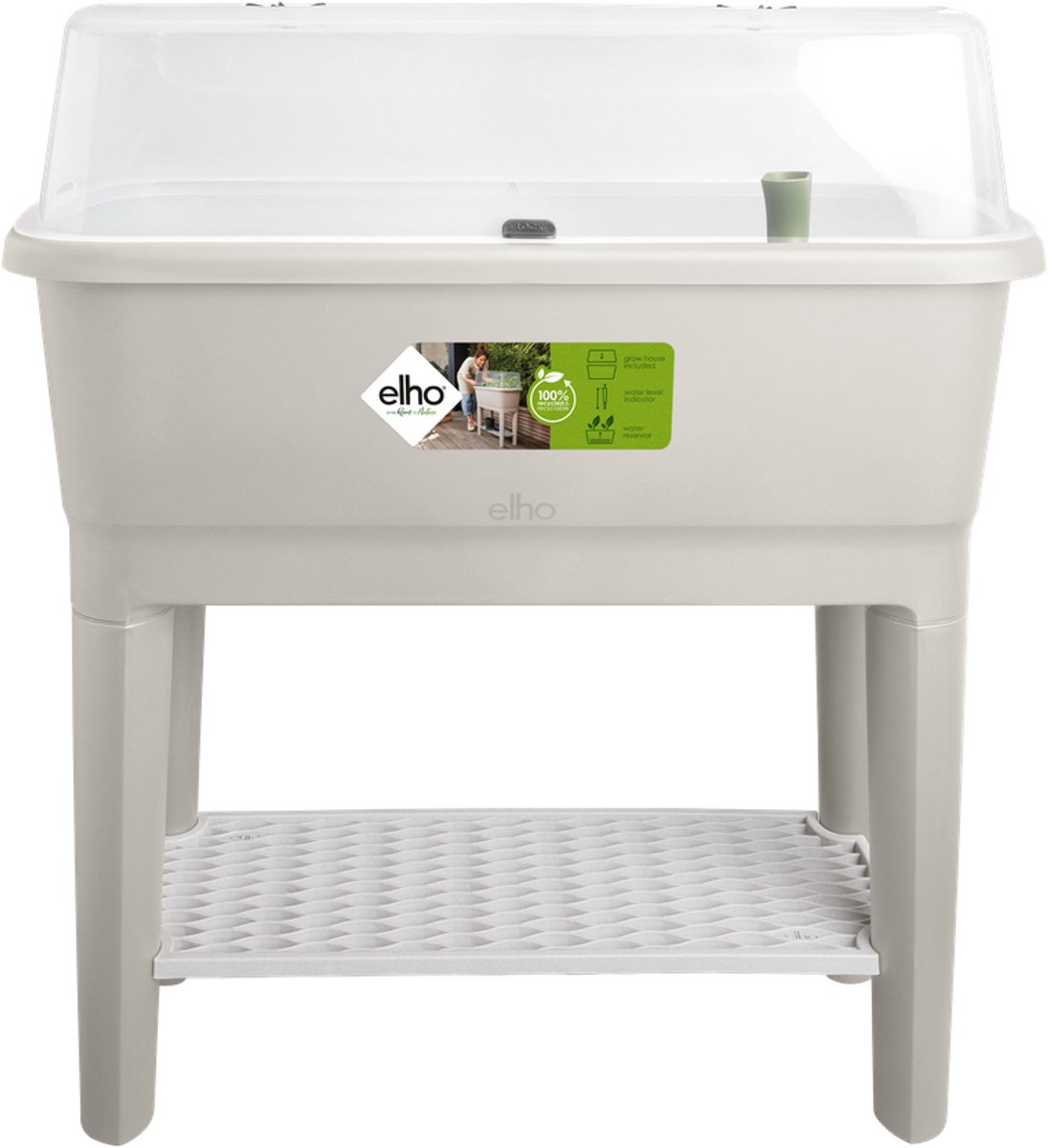 Bol.com Elho Noa Kweektafel 80 - Kweekbak op Poten met Deksel - Waterreservoir - Ø 78.5 x H 34.2 cm - Warm grijs aanbieding
