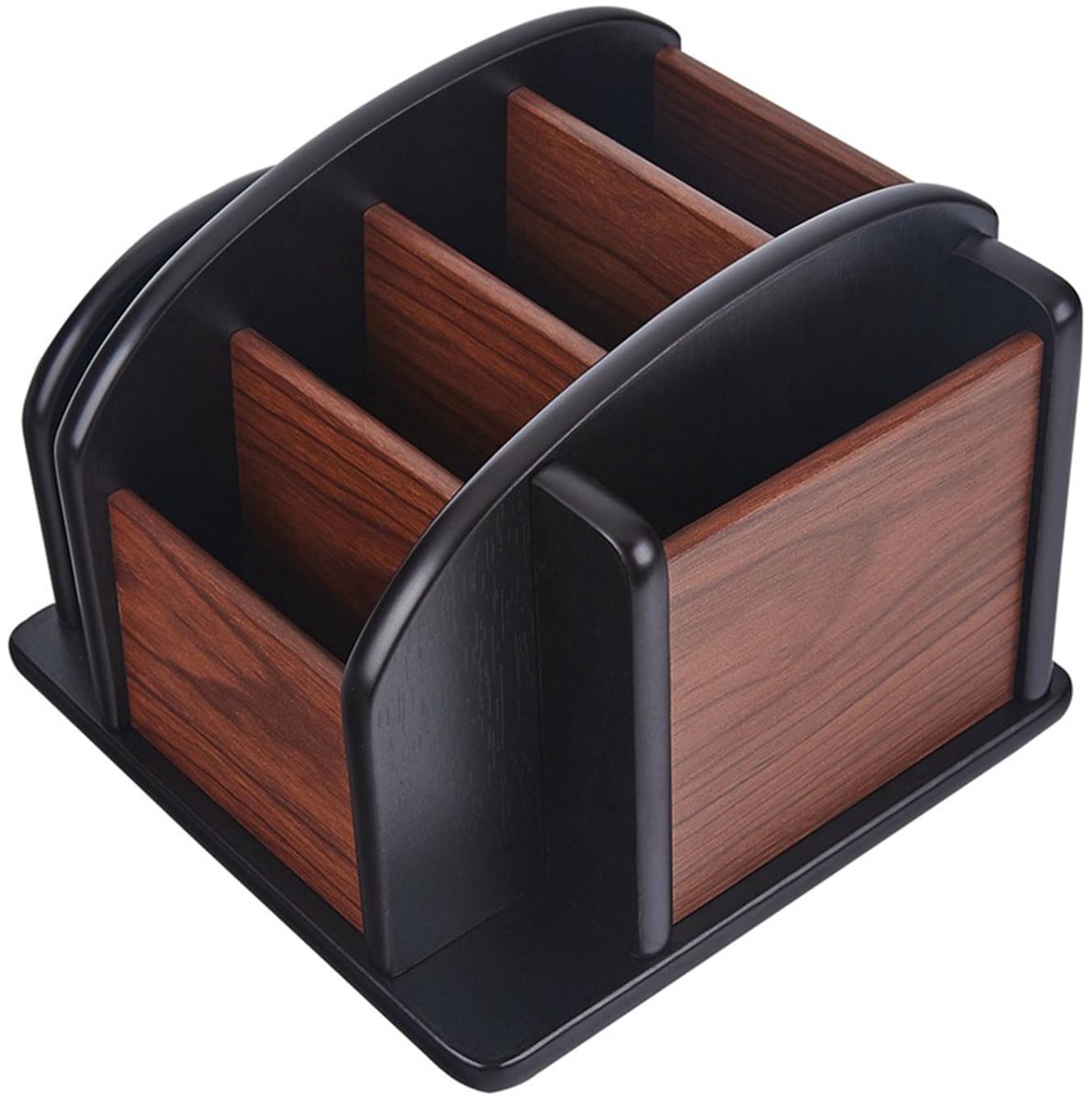 SnelShoppen - Houten Bureau-Organizer, Multifunctionele Pennenbak met 6 Vakken, Draaiende Opbergstandaard voor Kantoor, School en Thuis, Ideaal voor A