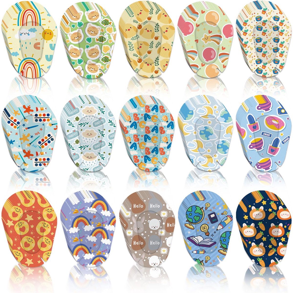 SnelShoppen - 90 stuks Ademend Oogpleisterstickers voor Kinderen - Cartoon Blinddoeken met Lichtblokkering - Vliesstof Oogpleisters - Perfect voor Zwa