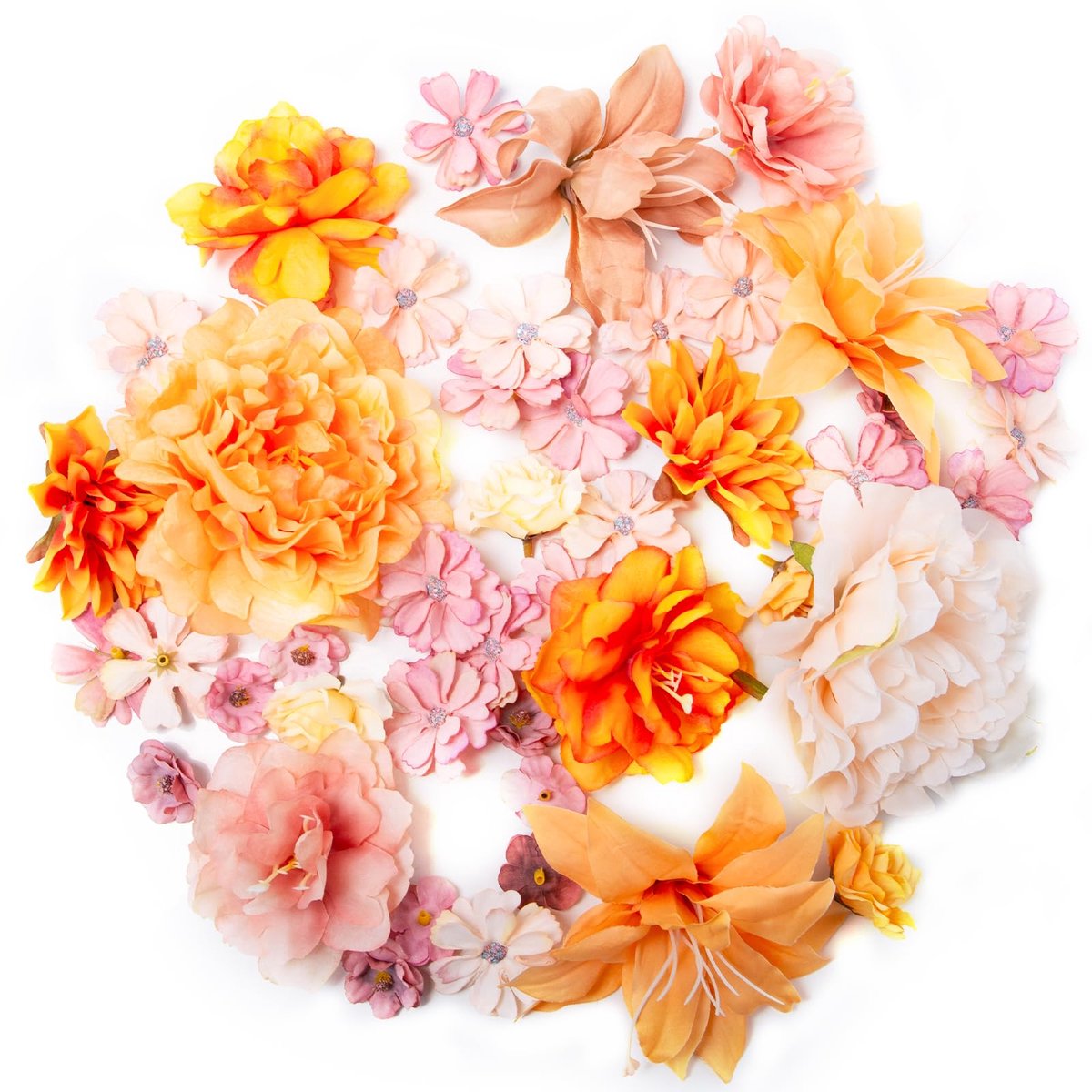 Dailygoods - 46 Stuks Kunstmatige Bloemhoofden voor Knutselen - Decoratieve Kunstbloemen