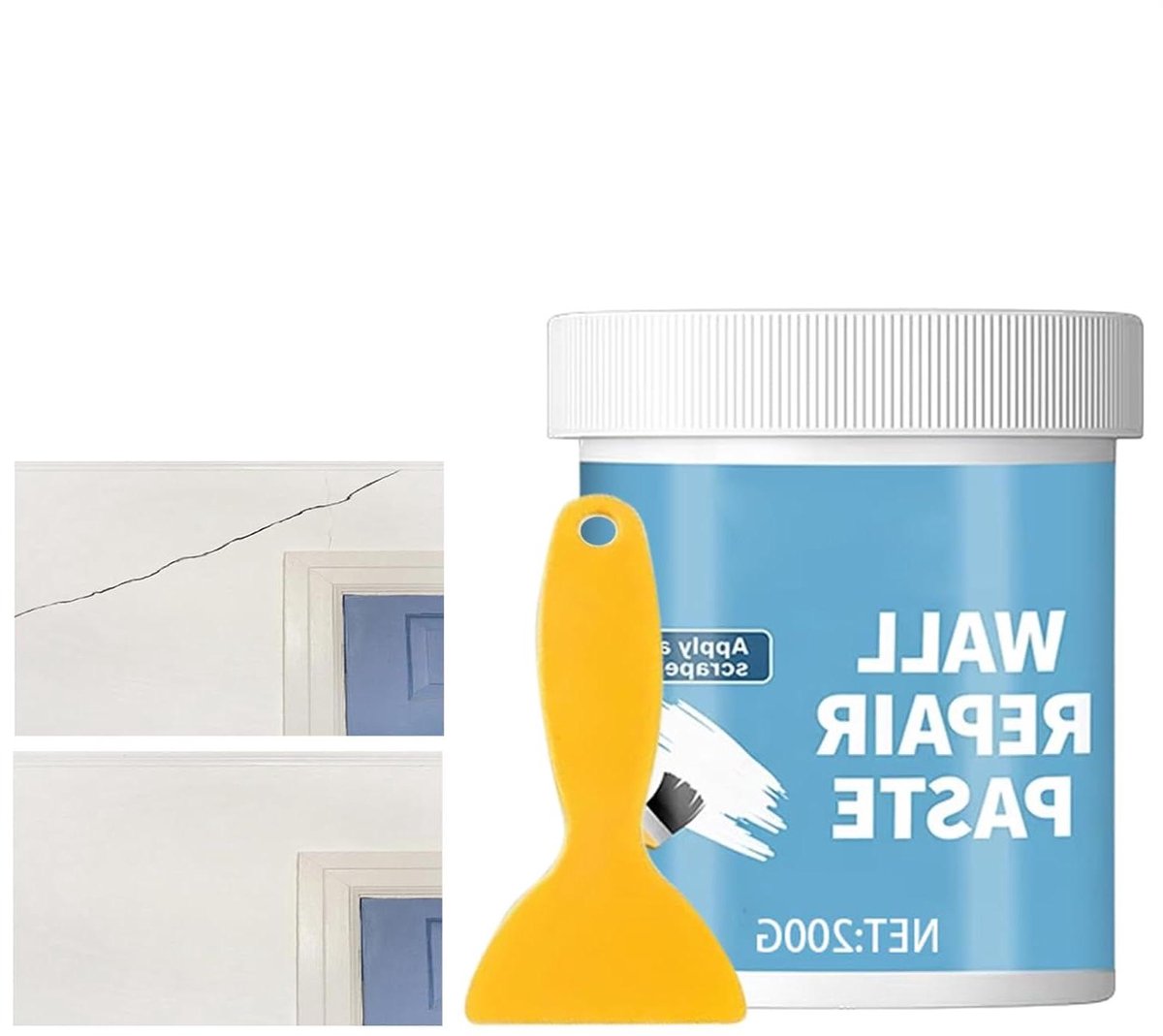 Muurreparatieproduct - Muurvuller Pasta - Scheuren Dichten - Hydrofobe Vochtwerend - 200g + schep - Wit