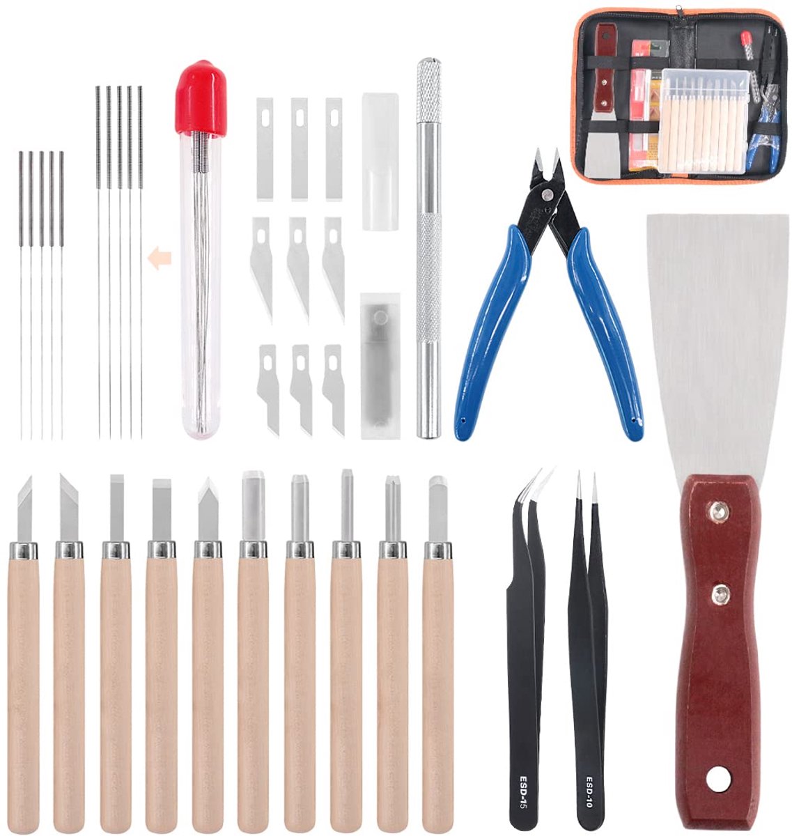 Dailygoods - 34-Delige Gereedschapsset voor 3D Printers - Inclusief Opslagdoos en Reinigingsgereedschap