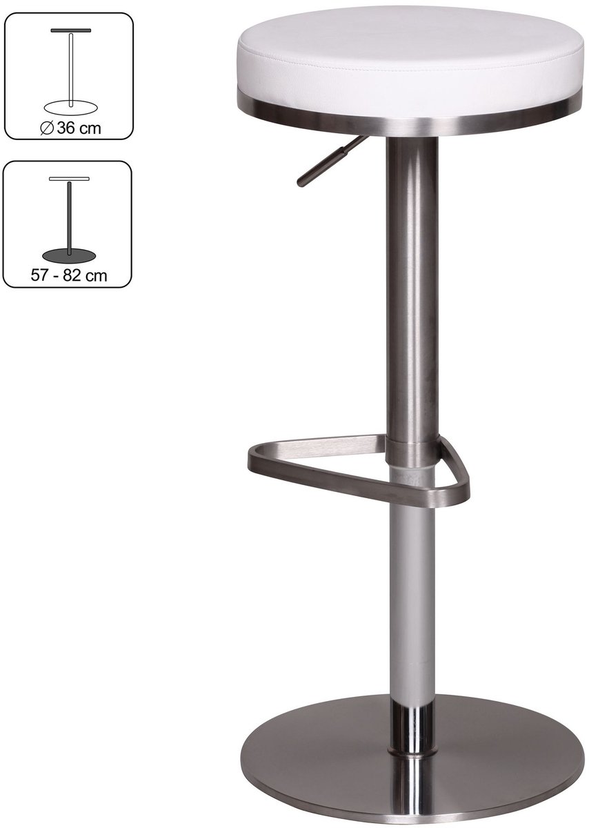Wohnling Barkruk wit roestvrij staal 82 cm - WL1.294