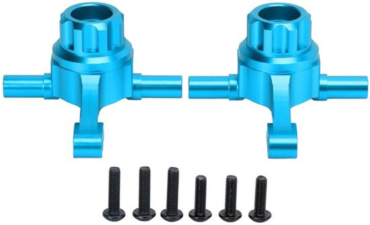 - RC Auto Voorwielknokkel - Aluminium Upgrade Onderdelen - Blauw - Lichtgewicht en Eenvoudige Installatie - Geschikt voor Tamiya TT02 - Mod...