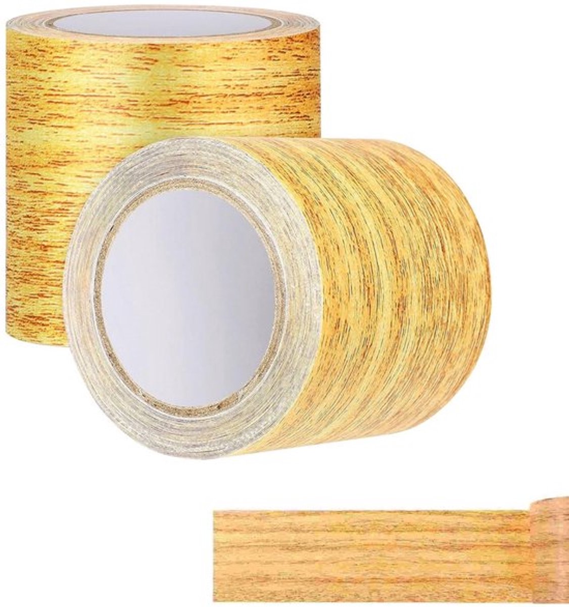 Set van 2 rollen multifunctionele plakband in houtlook eiken imitatie - Zelfklevend en waterdicht - Reparatieband voor vloer en meubels