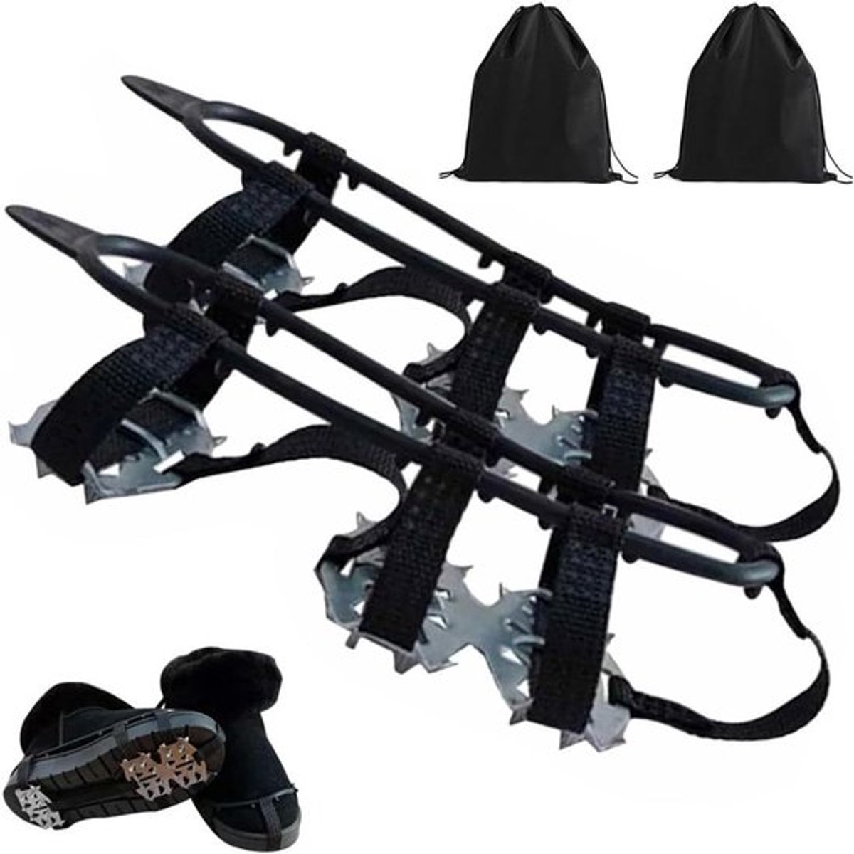 Roestvrijstalen stijgijzers voor bergschoenen maat 42-45 - antislip spikes voor wandelen, trekking en winter outdoor