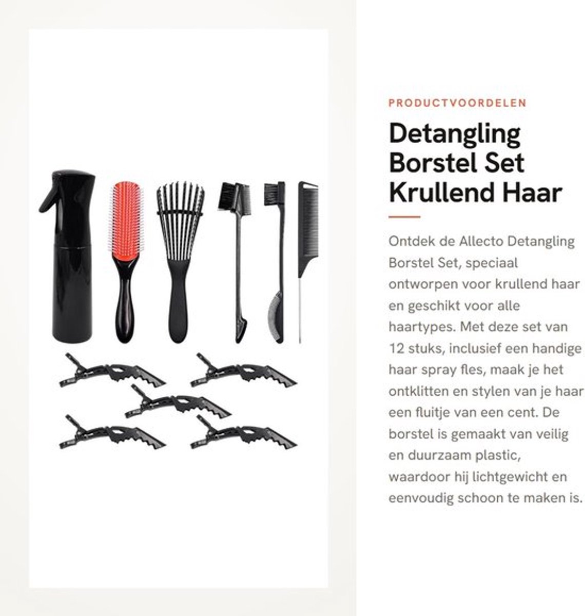 Detangling Borstel Set - 12 Stuks - Geschikt voor Krullend Haar - Lichtgewicht - Duurzaam Plastic - Voor Alle Haartypes - Haarkam