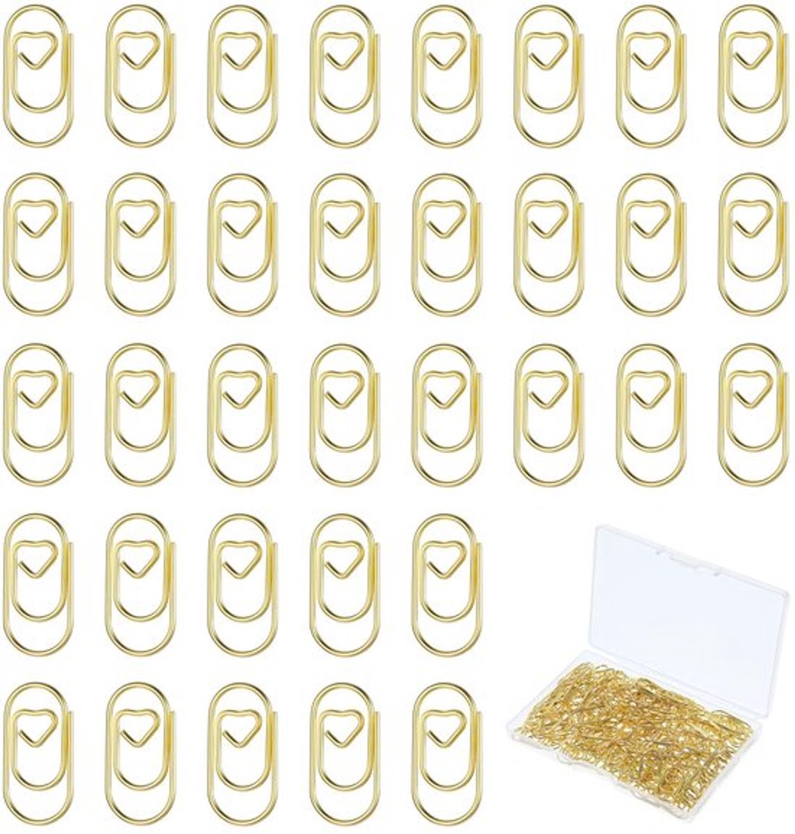 Schattige hartvormige paperclips - 150 stuks - goud - Bureau-accessoires - Perfect voor school en kantoor