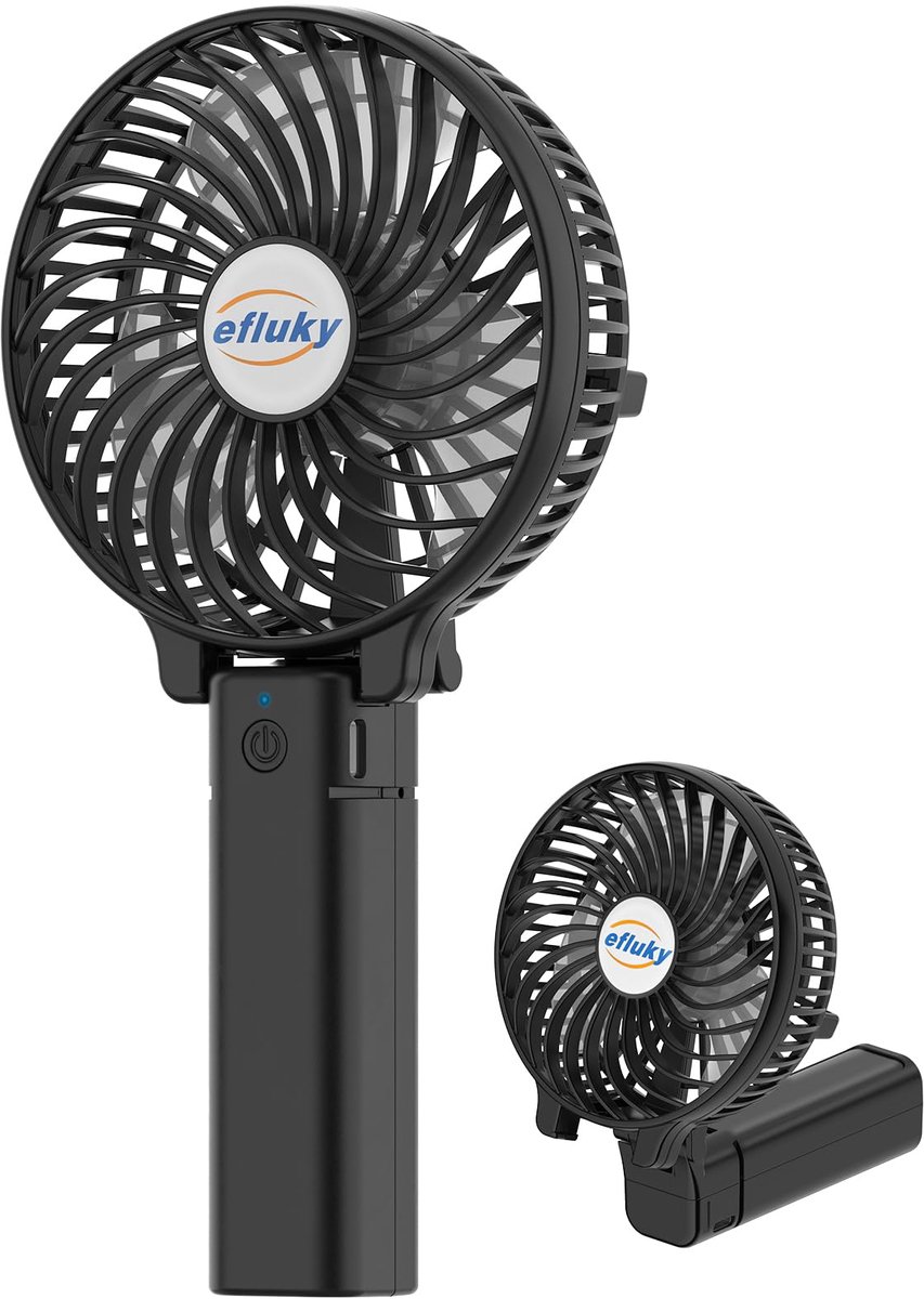 SnelShoppen - Efluky Handheld Ventilator USB Oplaadbaar met LED Licht - Draagbare Stille Ventilator voor Thuis, Camping, Tuin en Feest - Perfect voor