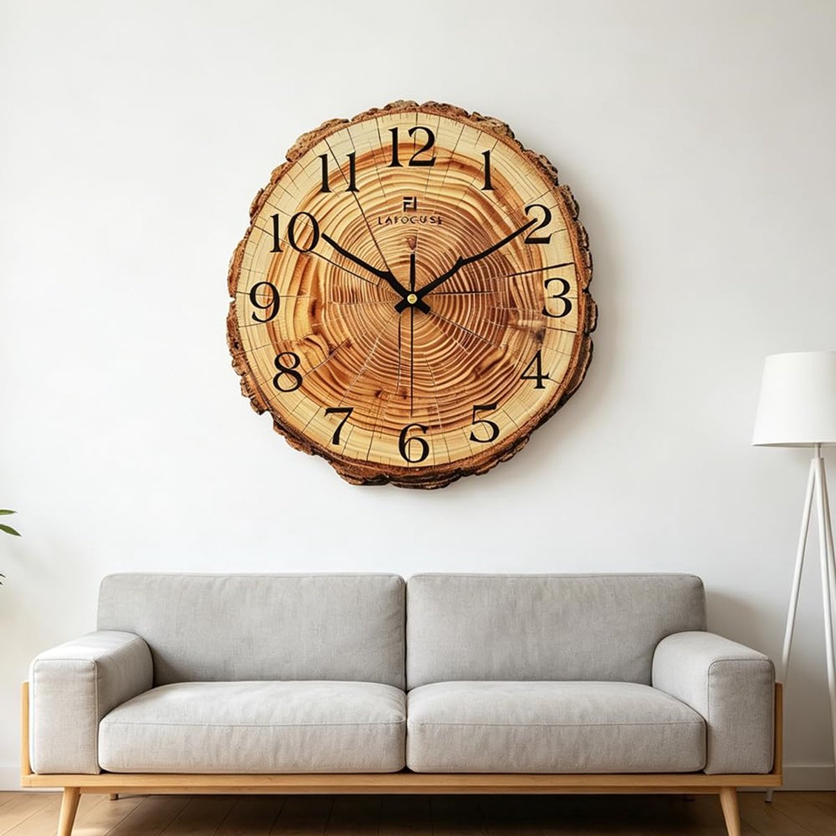SnelShoppen - Wandklok Hout 30 cm, Boomstamvorm met Jaarringen, Bruine Landhuislook, Stille Kwartsklok voor Woonkamer, Slaapkamer, Keuken, Kantoor