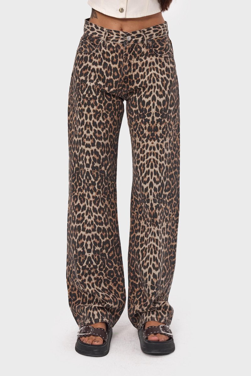 It's Basic - LEOPARD LOOSE MID RISE JEANS