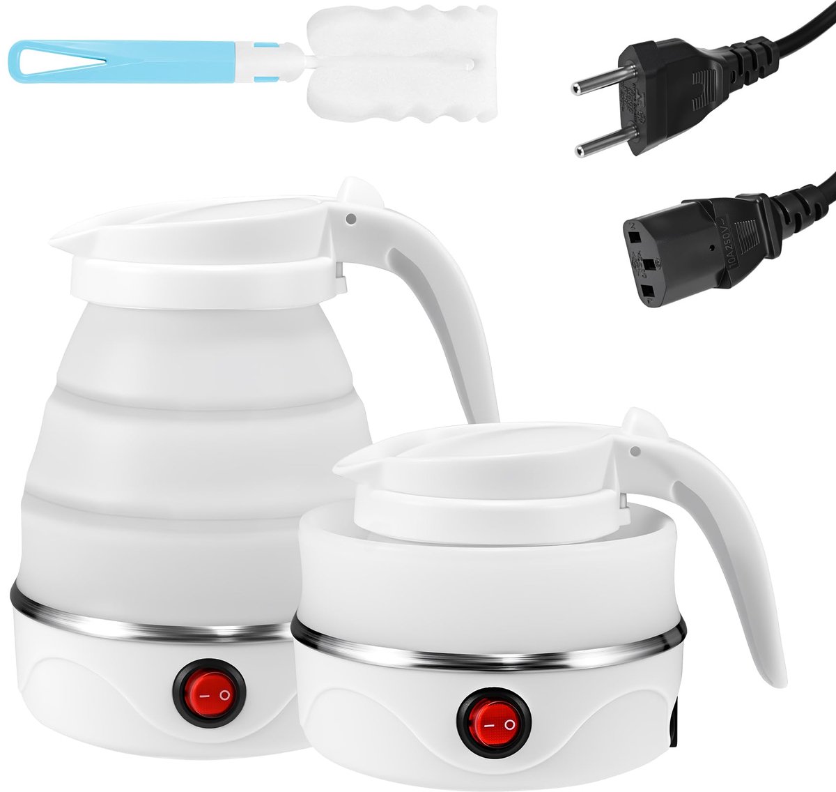 SnelShoppen - Opvouwbare Waterkoker 600 ml - Reiswaterkoker Siliconen - Snel Koken in 5 Minuten - Draagbare Waterkoker voor Camping, Kantoor, Outdoor,