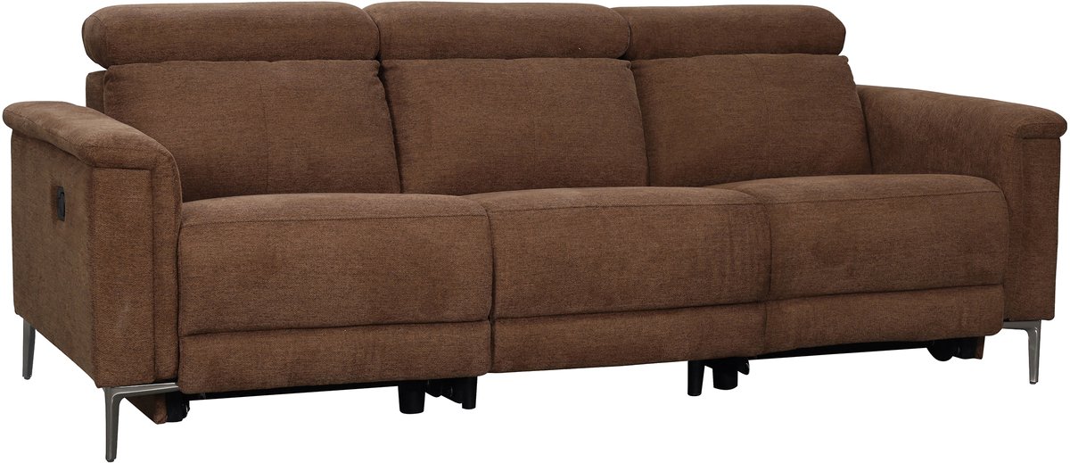 Lund-3-zitter bank met 2 handmatige relaxstoelen in stoffen mokka