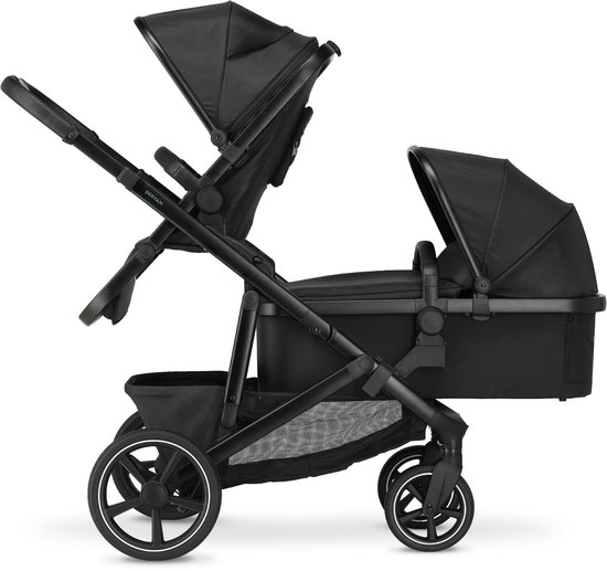 Deryan Evy V2 Kinderwagen - Duo Kinderwagen - Uitbreidbaar - Inclusief reiswieg - Zwart