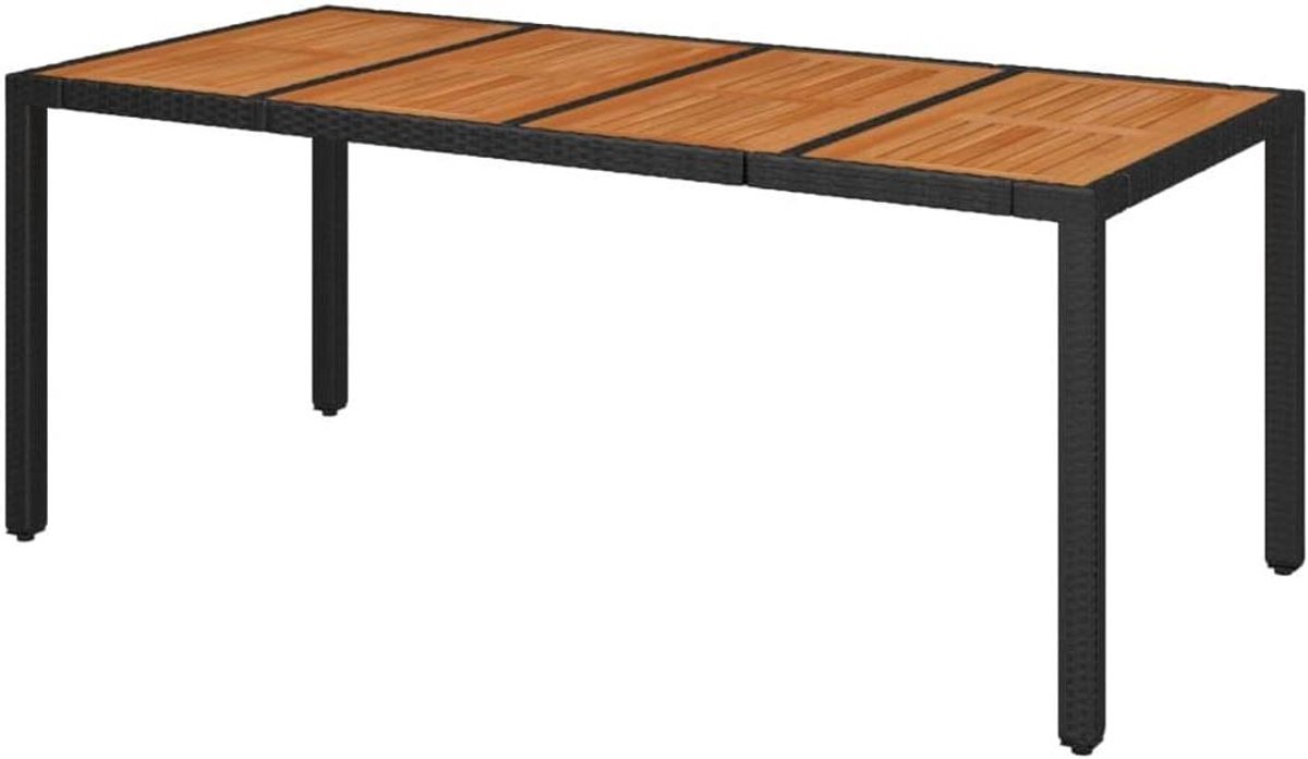 Tuintafel Rechthoekig - Buiten Eettafel - Genieten Buiten - Massief Hout Blad - 190 x 90 x 75 cm - Zwart