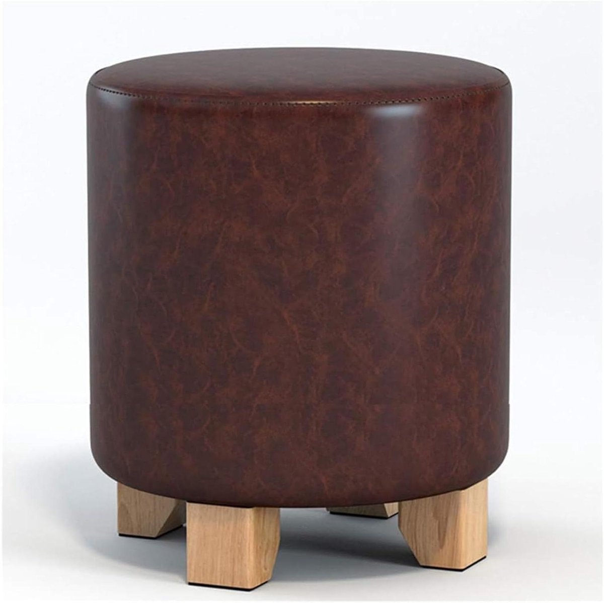 Pouf Voetenbank - Krukje Ottomaan - Ontspannen Zitten - Massief Houten Frame - 29x29x35cm - Wolfsgrauw