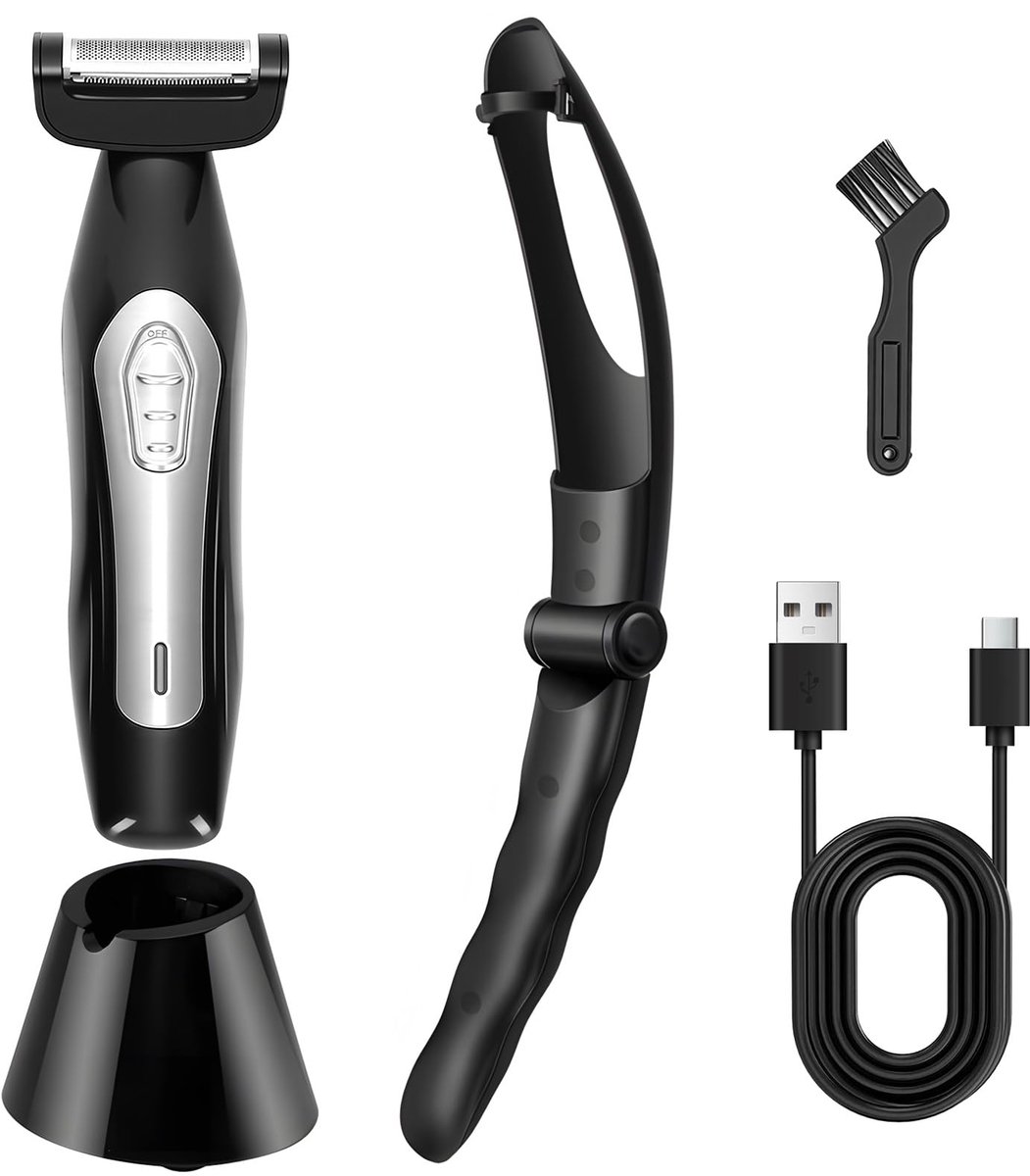 SnelShoppen - Rughaarverwijderaar voor Heren, Draagbare Bodygroomer met Verlengd Handvat, Voor Nat en Droog Scheren, Ideale Verzorging van Het Hele Li