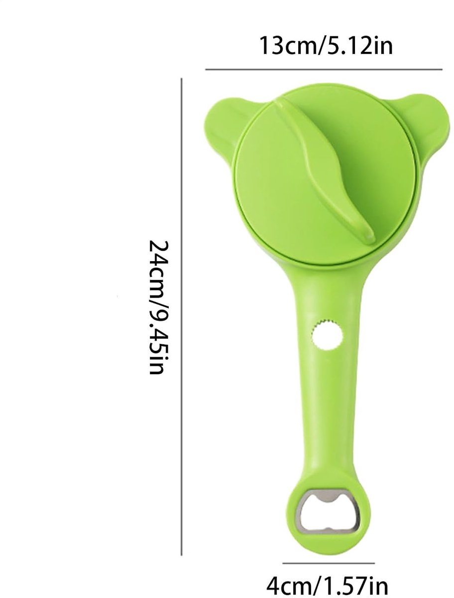 LISM-4-in-1 blikopener | Multifunctionele blikopener, Geschikt voor keukens, kamperen, bars, picknicks, restaurants, appartementen, studentenkamers (groen)