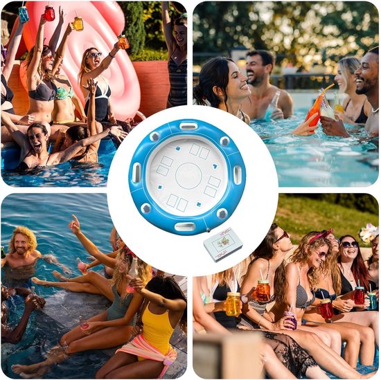Drijvende Speeltafel - Opblaasbare Tafel - Zwembad Entertainment - Geïntegreerde Drankkoeling - 100 cm Diameter - Circulair — afbeelding 5