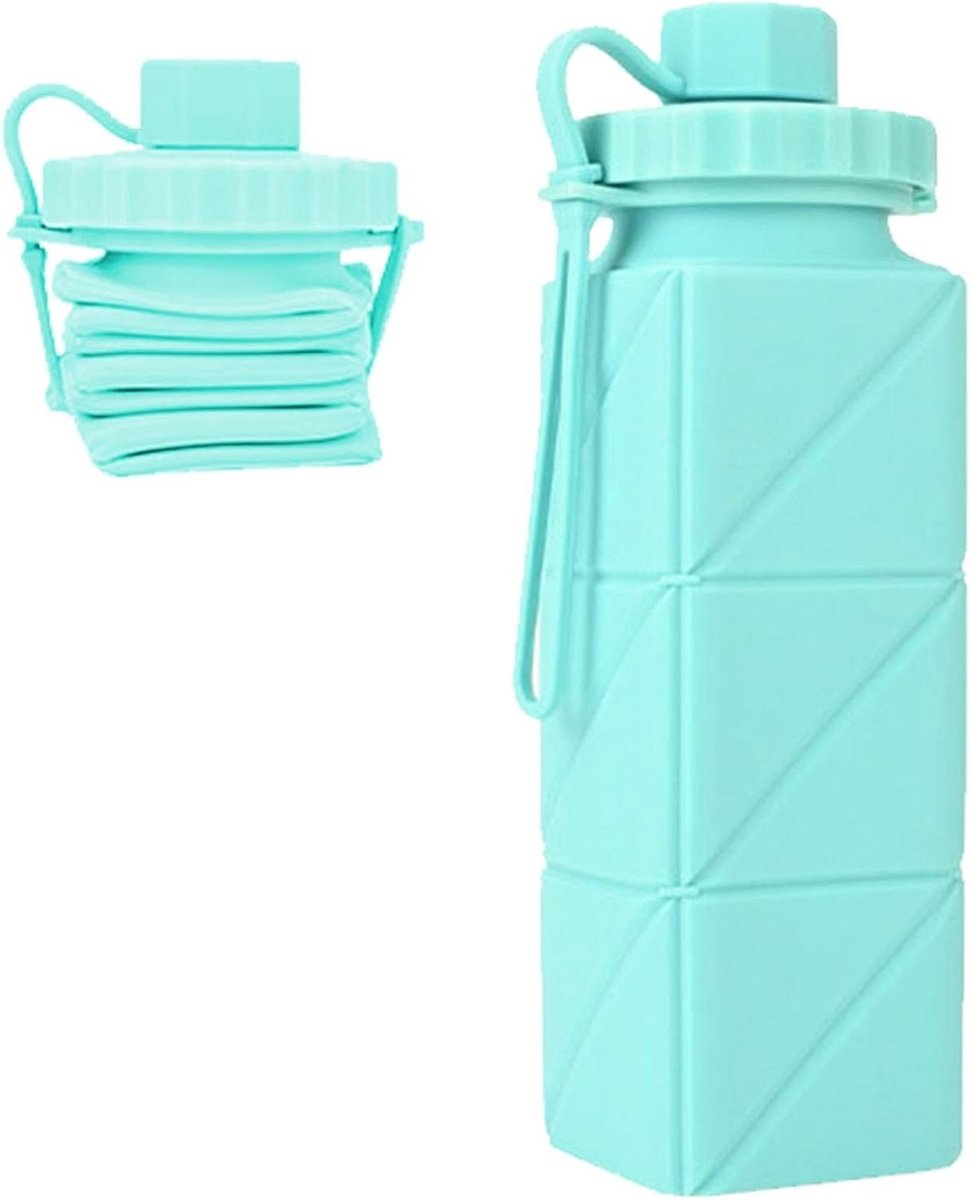 Opvouwbare Waterfles - Reisbeker Drinkfles - Outdoor Hydratatie - Vierkant Compact Ontwerp - 600 ml - Blauw