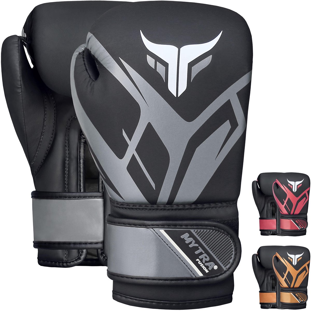 SnelShoppen - Mytra Fusion Kids Bokshandschoenen Junior 6-oz - Geventileerde Handpalm - MMA, Muay Thai, Sparring en Fighting Handschoenen - Zwart/Grij