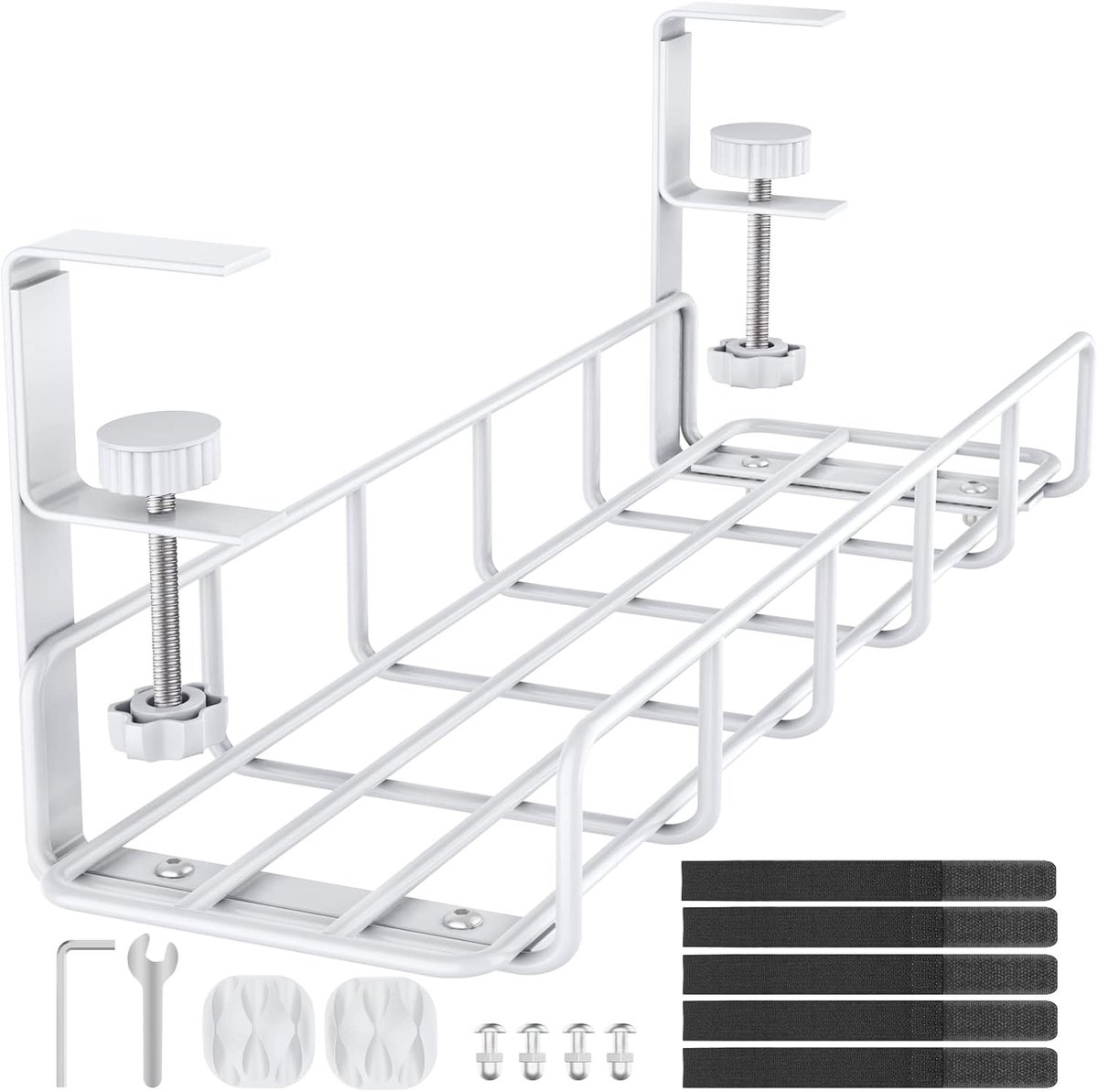 SnelShoppen - Onder Bureau Kabel Management Tray, Geen Boor Staal Bureau Kabel Organizer, Computer Wire Organizer, Wit, 1 Pak voor Stroom- en Netwerkk