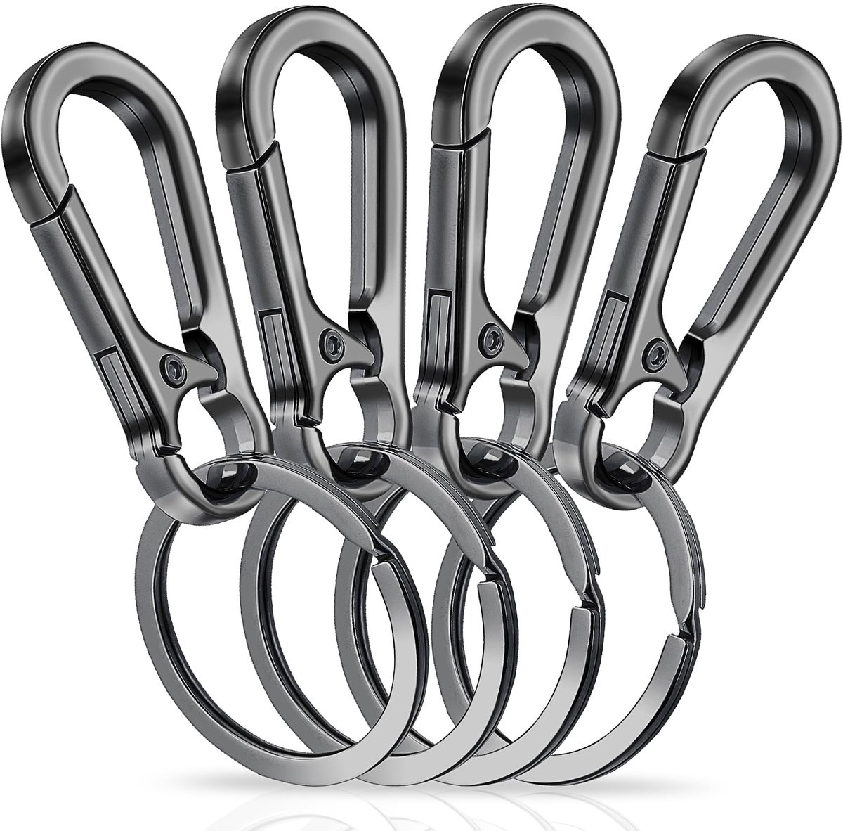 Dailygoods - Heavy Duty Metalen Sleutelhanger Set - 4 Stuks met Snelle Ontgrendelclips