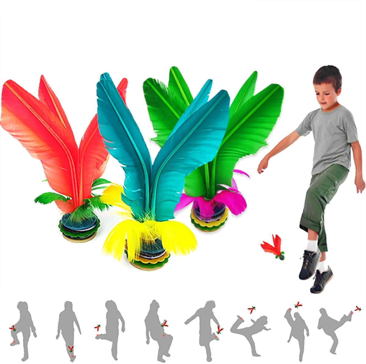 Dailygoods- Voetshuttle Duurzaam Rubber - Kick Shuttlecock - Voettraining - Indoor/Outdoor Sport - Oog-voetcoördinatie - Lichtgewicht 40 gram