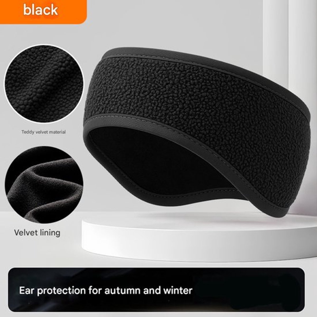 Winterwarme oorkappen, unisex, verstelbare oorbanden, hoofdband, verdikte oorkussens, winterwarme oorkappen (kleur: zwart).