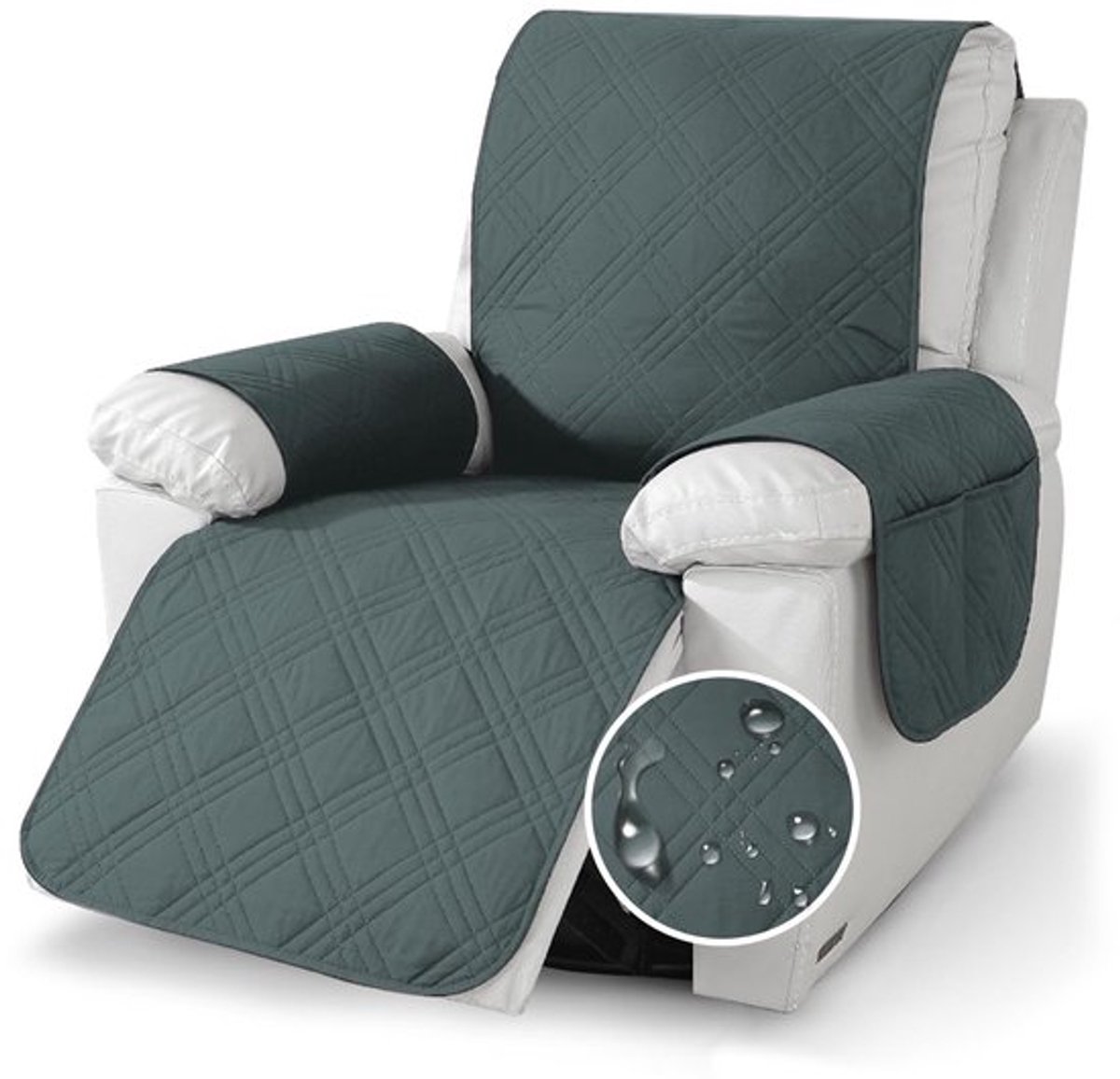 Relaxfauteuilhoes 100% waterdicht - Antislip - 1-zits - 4 zakken - Verstelbare riemen - Hoogwaardig microvezel materiaal - Stoelhoes