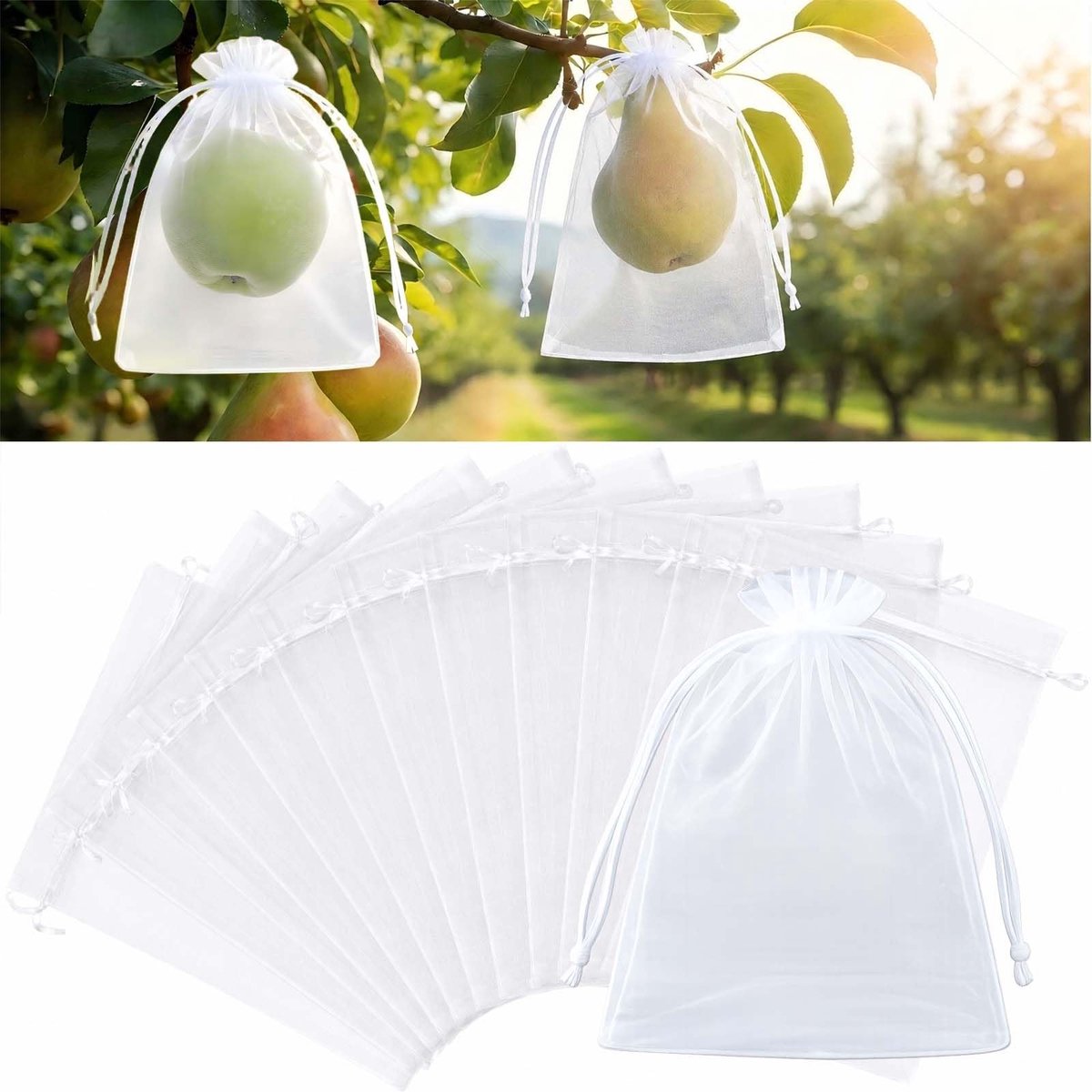 Dailygoods - Druivenbeschermzakken - 100 Stuks Organza Zakjes tegen Vogels en Fruitvliegen