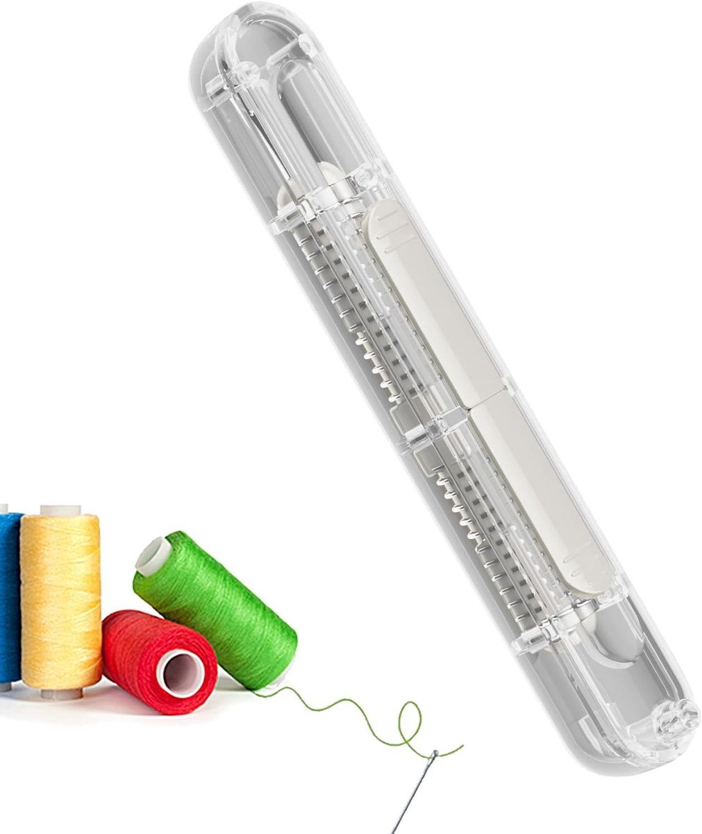 Naaldinrijger - Draad inrijgen - Handwerk - 2-in-1 apparaat - 10.5 cm - Wit