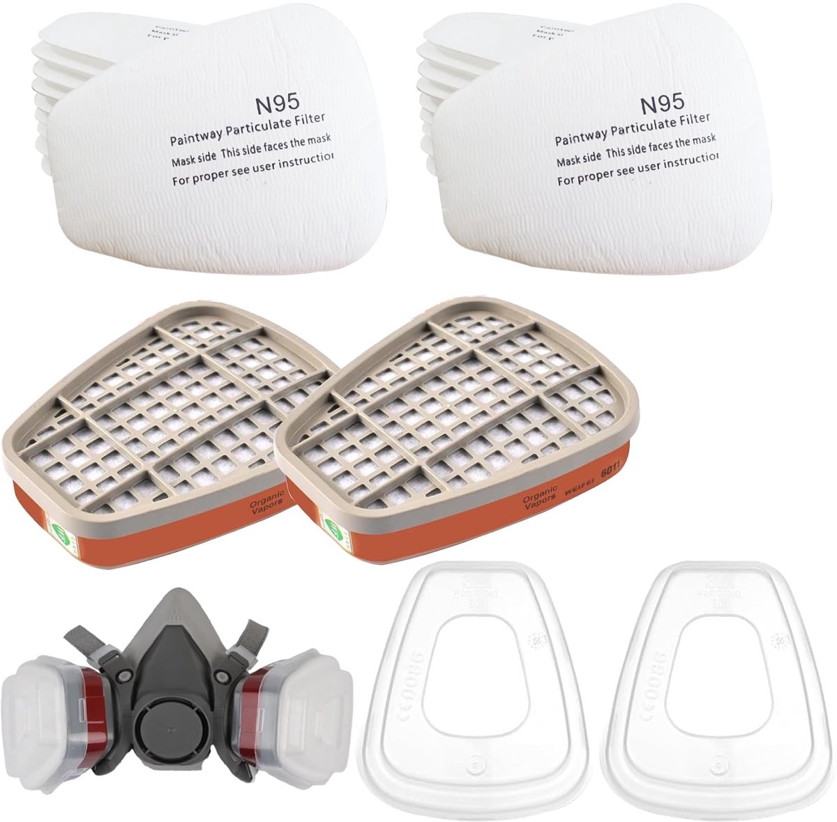 Dailygoods - 6001 Filter voor Adembeschermingsmasker - 20 Stuks + 2 Filters