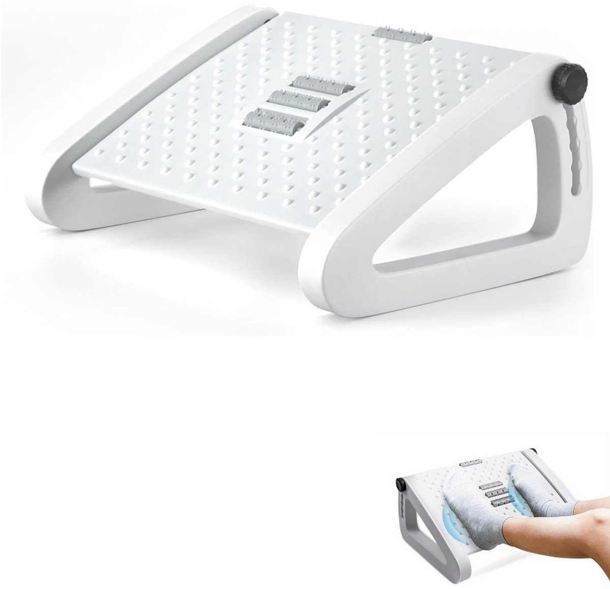 SnelShoppen - Verstelbare Voetensteun Onder Bureau, Ergonomische Voetensteun met Massagefunctie, Antislip Design, Verbeterde Houding en Bloedsomloop,