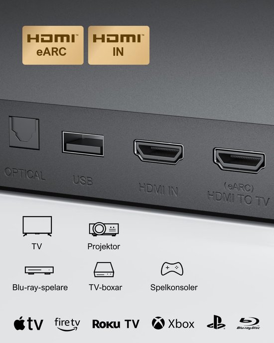7.1 Surround Soundbar met Draadloze Subwoofer voor Krachtig Geluid — afbeelding 4