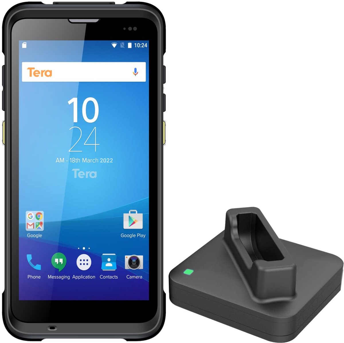 SnelShoppen - Draagbare Android Barcodescanner 5,5 inch met Laadstation, Handheld PDA, 1D 2D QR Scanner, Android 9, Wi-Fi GPS BT, HD-Display voor Logi