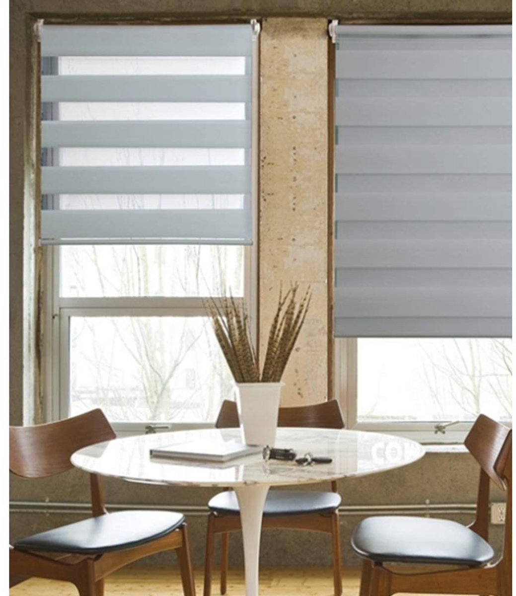 SnelShoppen - Rolgordijn Dag Nacht Zonder Boren - Lichtgrijs - 46x190 cm - Perfect voor Woonkamer, Slaapkamer, Keuken - Verduisterend en Lichtdoorlate
