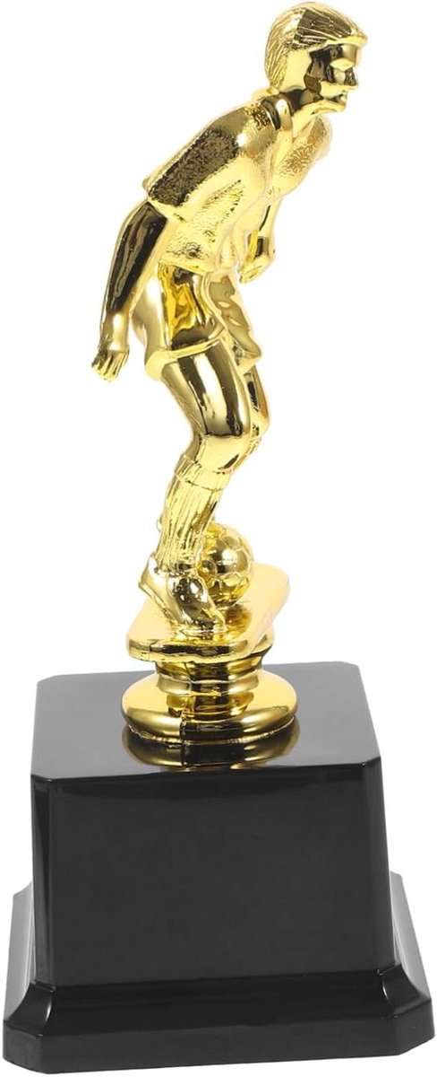 Voetbal Trofee - Prijs Beker - Competitie Winnen - Plastic Materiaal - 7.5 cm Hoogte - Goudkleurig