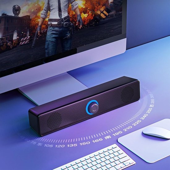 Computer Luidsprekers - Mini Sound Bar - Muziek Luisteren - 4D Surround Geluid - 32 cm Lengte - Zwart — afbeelding 3