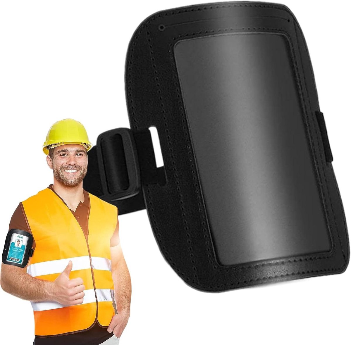 Armbadgehouder - Kaarthouder Arm - Kaarten Tonen - Waterdicht PU Materiaal - 13 x 11 cm - Zwart