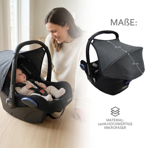 Babyzit Zonnekap - Autostoel Zonwering - Baby Beschermen - UV-Bescherming 50+ - Compatibel Maxi Cosi Cabrio Fix - Blauw — afbeelding 5