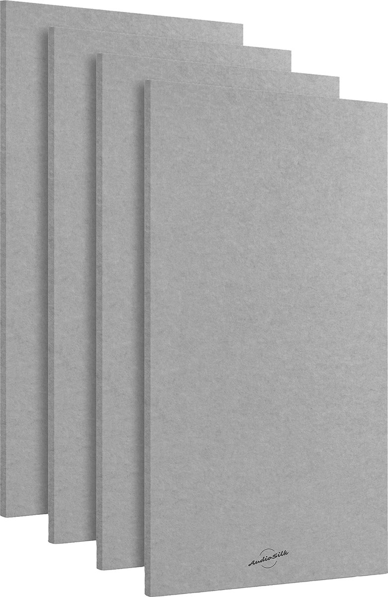 SnelShoppen - AudioSilk Akoestische Panelen 4-Pack KAMERKIT - Groot 116x58 cm - Midden Grijs - Geluidsisolatie voor Woonkamer, Thuisstudio en Kantoor