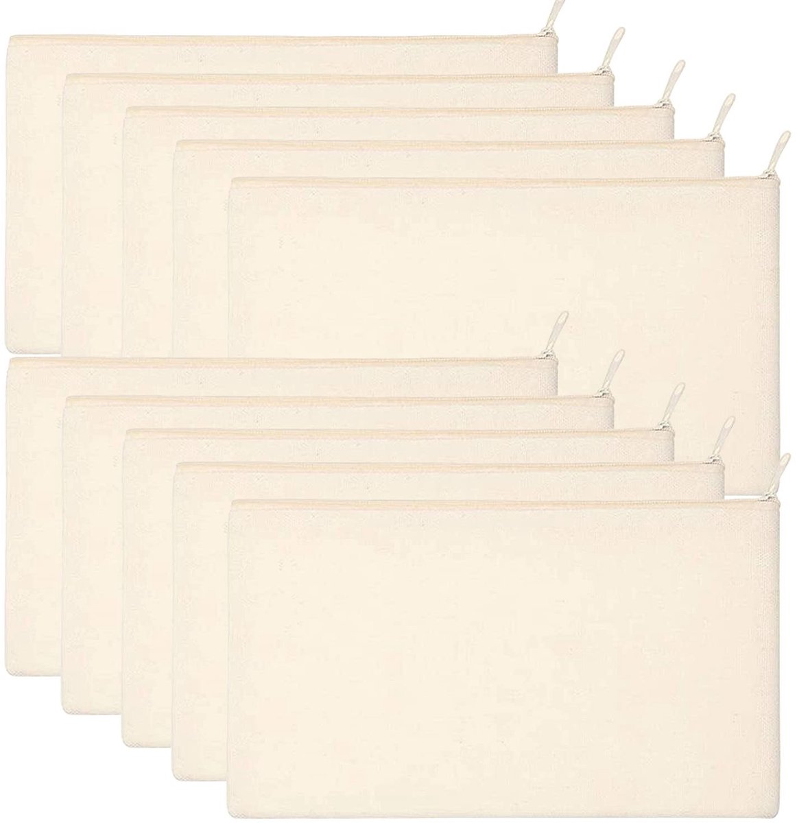 Dailygoods - 10 Stuks Lege Canvas Make-up Tasjes voor DIY - Beige Toilettas