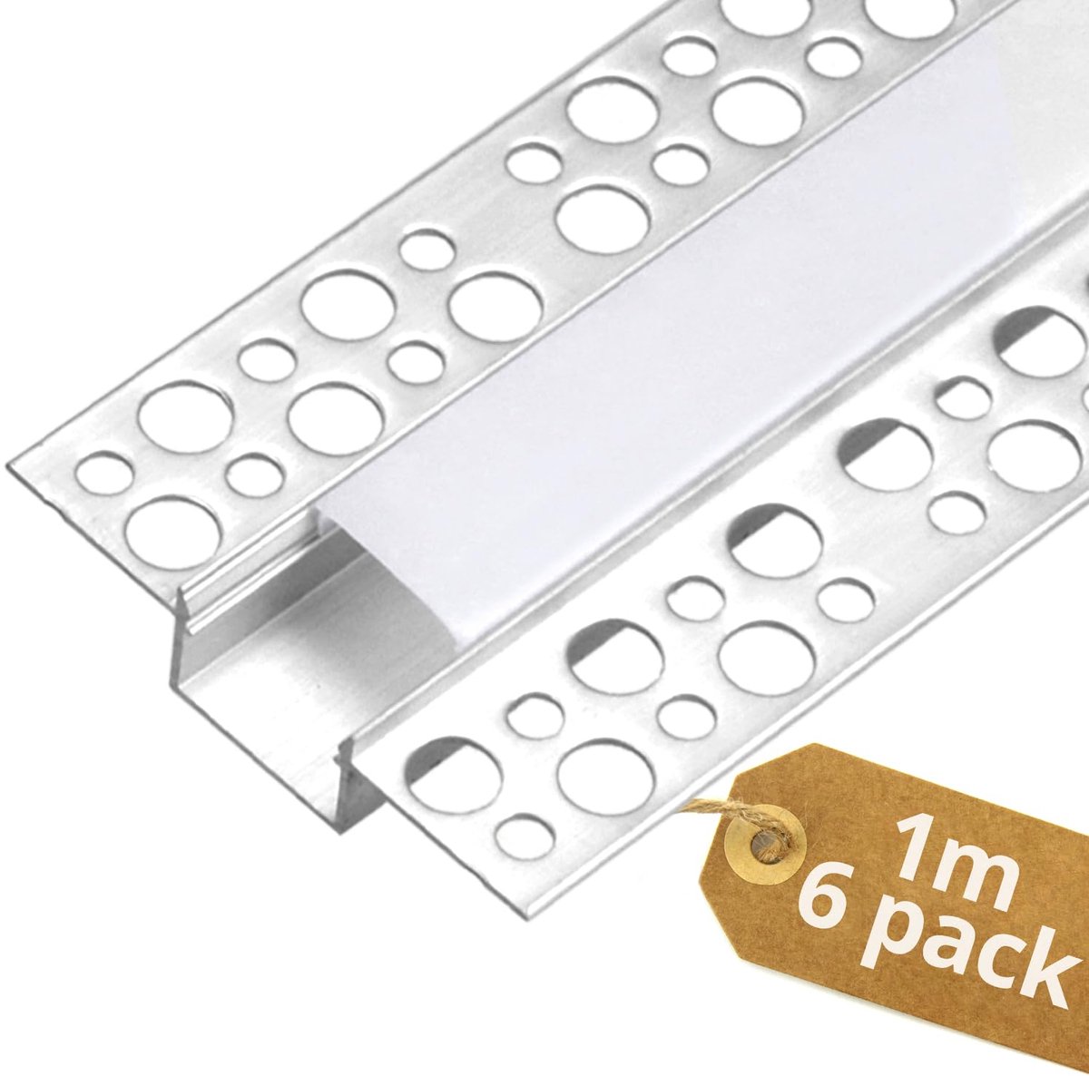 SnelShoppen - 6 stuks 1m Verzonnen LED-profiel voor Gipsplaat, Aluminium LED Strip Profiel Max Breedte 17mm, Ideaal voor Verlichting in Huizen, Tuinen