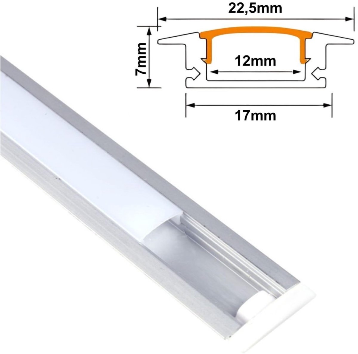 SnelShoppen - 4 Stuks Grijze Aluminium Profielen YW-vorm 1 Meter Lang voor Verzonken Installatie LED-strips met Semi-transparante Ronde Diffuser en Ei