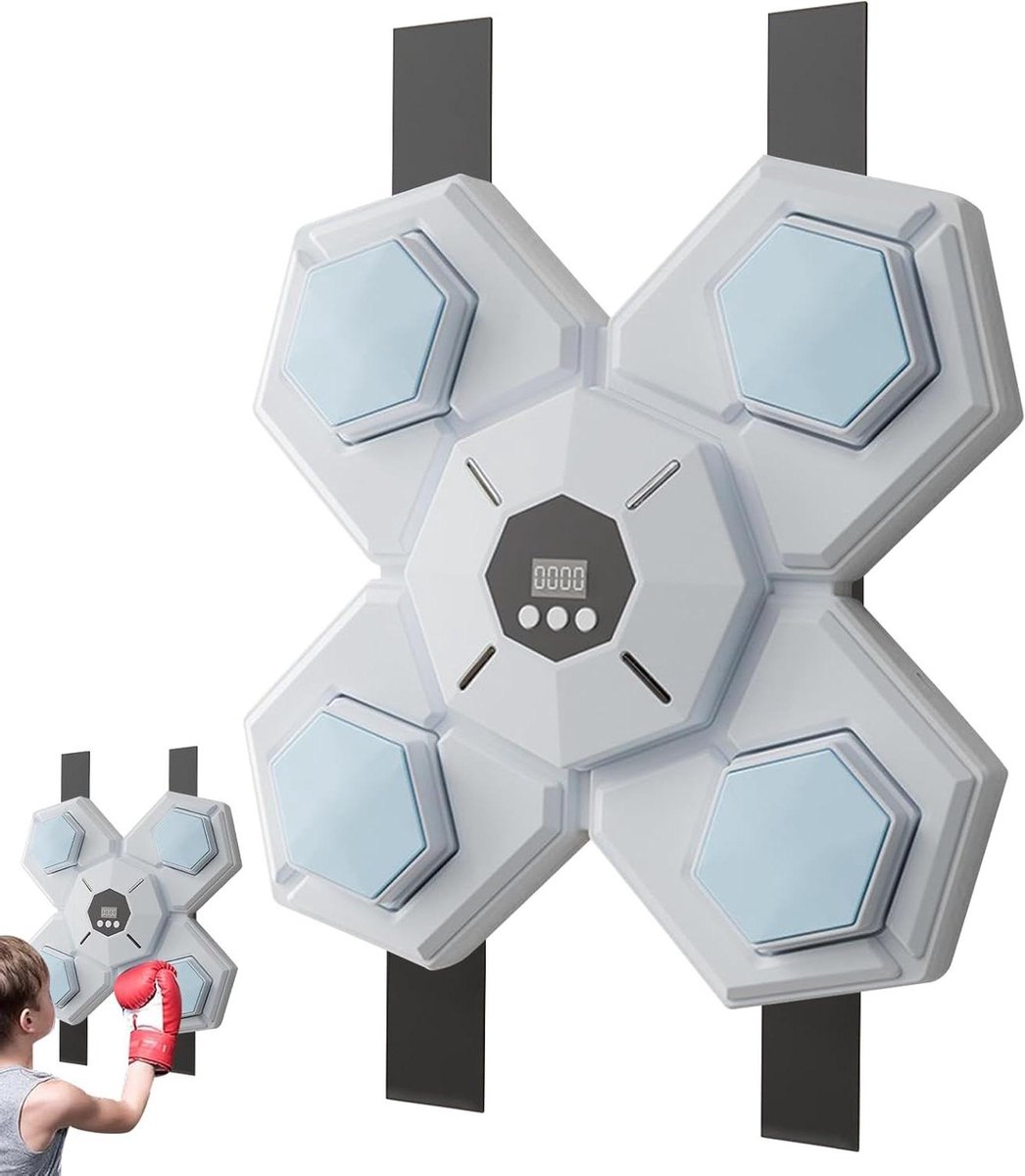 Muziek Boksmachine - Wandtrainer Fitness - Thuis Sporten - Muziek Geïntegreerd - 33.5 cm Breed - Zwart