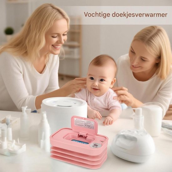 Baby Billendoekjes Warmer - Draagbare Opwarmer - Reizen met Baby - Snelle Opwarming - 20 cm - roze — afbeelding 5