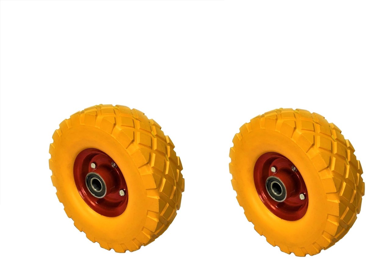 SnelShoppen - Lekvrije Gele Wielen voor Kruiwagens - Duurzaam Rubber - Tuinaccessoires - Ideaal voor Tuinwerkzaamheden - Set van 2