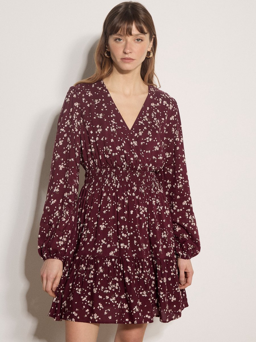 Mini-wikkeljurk met bloemenprint